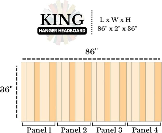 Barn Walls Gray Satin Sash Design, Multicolored, Solid Wood Headboard, Floating Panels, Wall Mount, Adjustable Height, Easy Installation, King Size