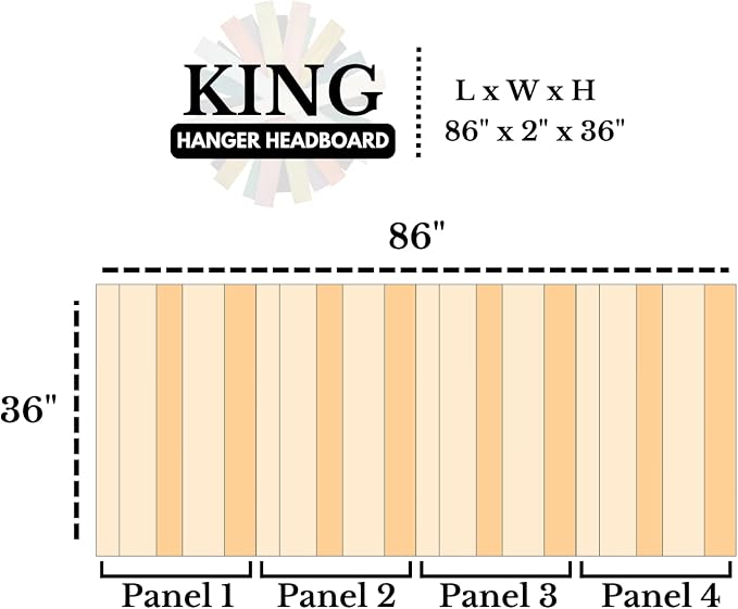 Barn Walls Solid Wood King Size Headboard, Golden Brown Stain with Smooth Natural Wood Grain Variation, Handcrafted Head Board Wall-Mounted Panels, Rustic Modern Bedroom, Built to Last
