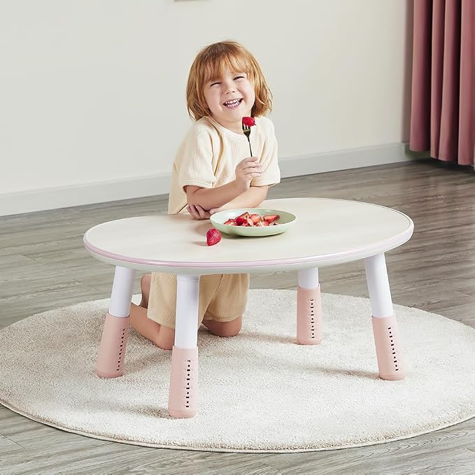 Children's Table, Height Adjustable Kids Play Table, Graffiti-Ready Kids Art Table. Suitable for Home & Kindergarten, Pink