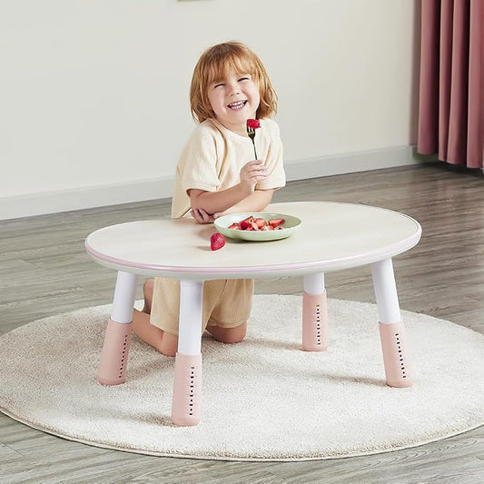 Children's Table, Height Adjustable Kids Play Table, Graffiti-Ready Kids Art Table. Suitable for Home & Kindergarten, Pink