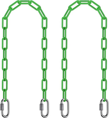 SELEWARE 2 Pack 40 Inch Hanging Swing Chain with 4 Carabiners, 1000LB Capacity Plastic Coated Hanging Chains, Hammock Hardware Kit for Swing, Hanging Chair, Punching Bags, Indoor Outdoor Gym (Green)