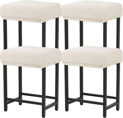 Levoberg Bar Stool Cover Rectangle Stretch Counter Height Barstool Slipcovers Rectangular Vanity Stool Cover Kitchen Counter Saddle Seat Cover for Wooden Metal Bench Set of 4 Beige