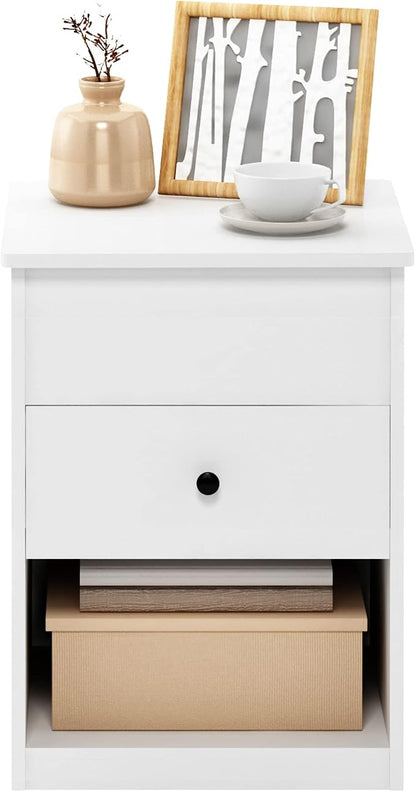 Furinno Jensen Lift Top Nightstand, Solid White