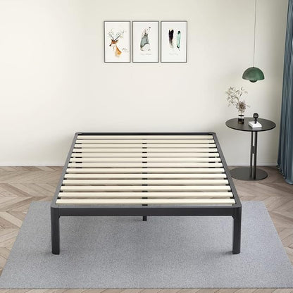 MAF Metal 18 Inch King Platform Bed Frame with Anti-Collision Round Legs, Black 3500 Lbs Heavy Duty Bed Frame with Wood Slats, No Box Spring Needed, Easy Assembly