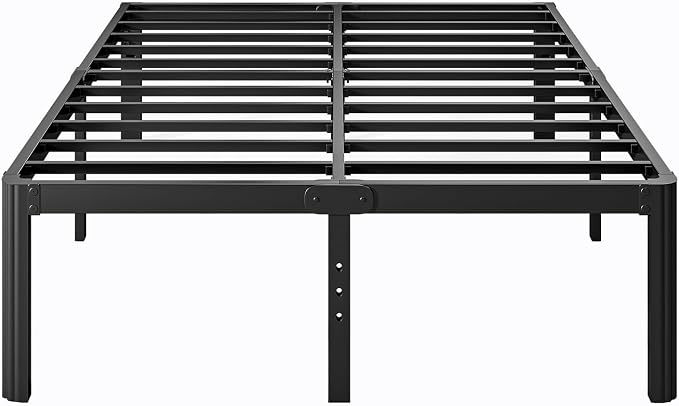 16 Inch High Platform Metal Queen Size Bed Frame, Queen Bed Frame no Box Spring Needed, Easy Assembly, Heavy Duty, Noise Free, Black