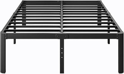 16 Inch High Platform Metal Queen Size Bed Frame, Queen Bed Frame no Box Spring Needed, Easy Assembly, Heavy Duty, Noise Free, Black