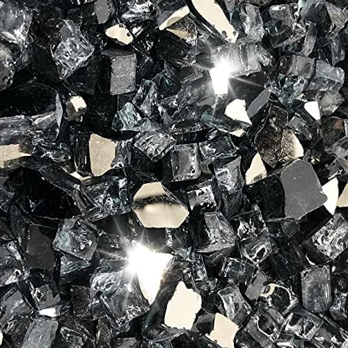 10 lbs Crushed Fire Pit Glass,1/2 Inch Black Fire Glass Rocks
