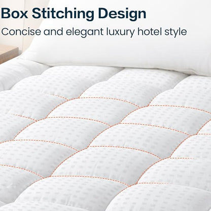 EASELAND Mattress Pad Twin Size Pillow Top Mattress Cover Quilted Fitted Protector Single Cotton Top 8-21" Deep Pocket Mattress Topper(39x75 Inches)