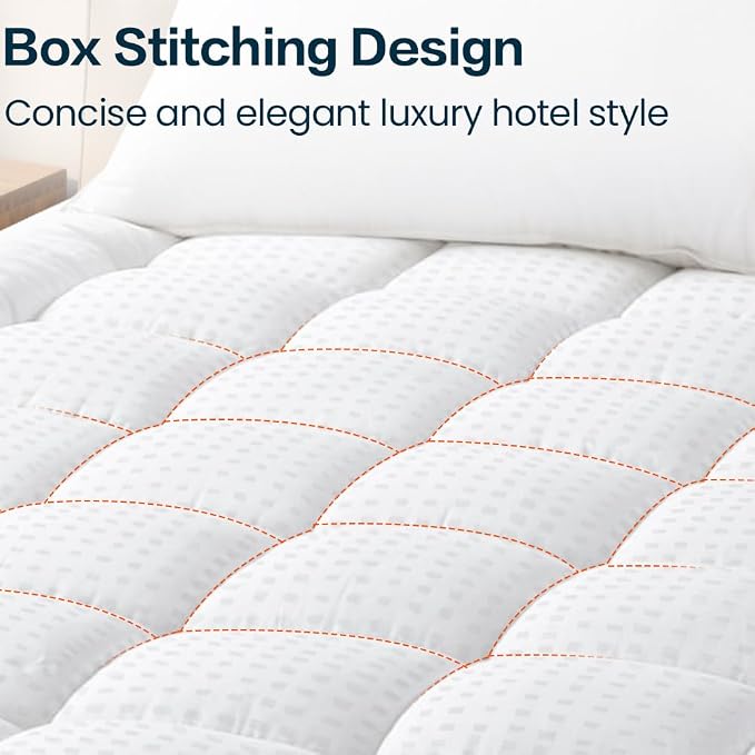 EASELAND Mattress Pad Full Size Pillow Top Mattress Cover Quilted Fitted Mattress Protector Cotton 8-21" Deep Pocket Mattress Topper (54x75 Inches)