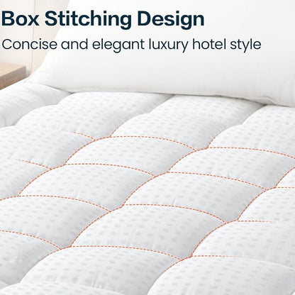 EASELAND Mattress Pad Full Size Pillow Top Mattress Cover Quilted Fitted Mattress Protector Cotton 8-21" Deep Pocket Mattress Topper (54x75 Inches)
