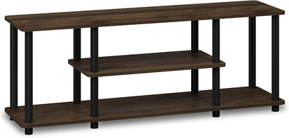 Furinno Turn-N-Tube No Tools 3D 3-Tier Entertainment TV Stand up to 50 inch TV, Round Tubes, Columbia Walnut/Black