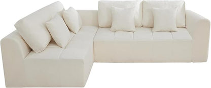 110''Modular Sectional Couches for Living Room, Cloud Boneless Compressed Sofa Left Facing Chaise, Oversized L Shaped 4 Seater Memory Foam Sofa, No Assembly, Chenille Beige