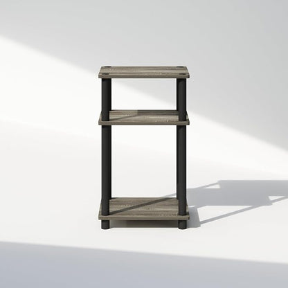 Furinno JUST Night Stand, 3-Tier Turn-N-Tube Nightstand, Toolless Bedside Table, End Table, Side Table with Open Storage for Bedroom, Closet, Dorm, Bathroom, French Oak