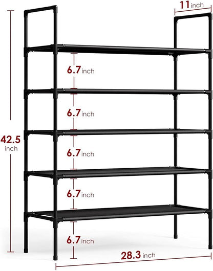 Multi Tier Shoe Rack for Closet Metal Wide Shoe Storage Organizer Oxford Fabric Cover Shoe Shelf for Entryway, Bedroom, Floor, Closet, Porch, Dorm, Living Room