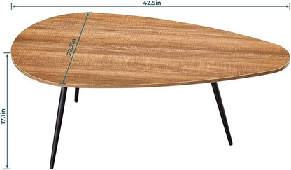 SAYGOER Mid Century Modern Coffee Table for Living Room Rustic Oval Coffee Table Small Retro Accent Sofa Center Table for Living Room,22.2" D x 42.5" W x 17.1" H, Walnut Oak | Mid Century Modern