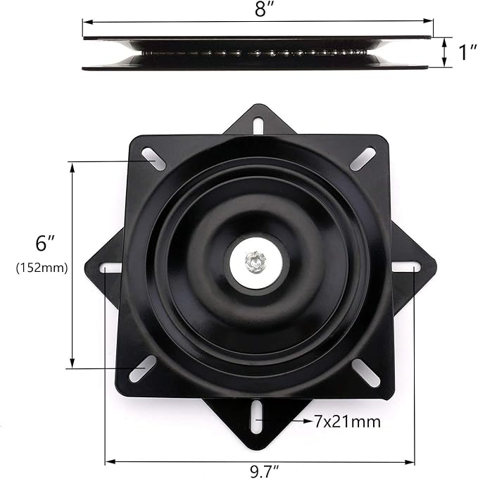AAGUT 8" Swivel Plate Mechanism for Recliner Chair & Bar Stool Heavy Duty Swivel Base Square Swivel Furniture Replacement Coated 360 Degree Turntable