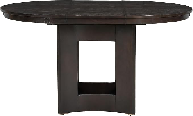 LUMISOL Round Dining Table for 4-6 People, 41"-57" Extendable Kitchen Table with 16" Removable Leaf for Small Places, Kitchen, Dining Room, Espresso