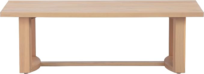 Merax Patio Acacia Wood Coffee Table with Slatted Tabletop Design, Outdoor All-Weather Center Tables for Porch, Lawn, Backyard, Balcony, Easy Assemble,Light Teak