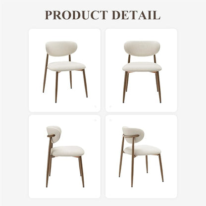 MALOL Upholstered Dining Chairs Set of 2, Curved Back Kitchen Chairs with Metal Legs and Anti Slip Pads, Dining Room Chair for Home and Restaurant, Beige
