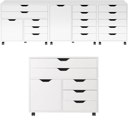 Winsome Halifax Mobile Storage Cabinet with 1 Door & 5 Drawers in White, Stylish & Functional Home Storage Cabinet for Filing, Kitchen Organization, Moveable Furniture for Office, Dorms, Apartments