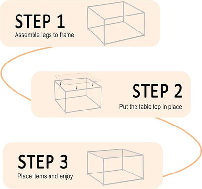 Glass Coffee Table Square Coffee Table for Small Space,Modern Minimalist Center Table for Living Room Home Office,Tempered Glass-top with Sturdy Metal Frame,Easy Assembly,27 x 27In, White