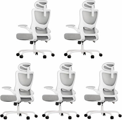 Marsail Ergonomic Office Chair with 3D Armrests, Pack of 5 | Office Desk Chair with High Back Mesh, Adjustable Lumbar Support, Rolling Work Swivel Task Chairs with Wheel, Headrest, home