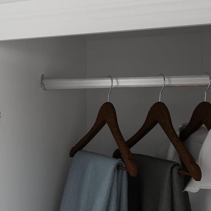 MOUMON 4 Door Wardrobe Closet with Drawers & Shelves, Armoire Closet with Hanging Rod, Wardrobe Cabinet with Gold Metal Handles, Top Cube Storage, White (63”W x 20.6”D x 94.7”H)