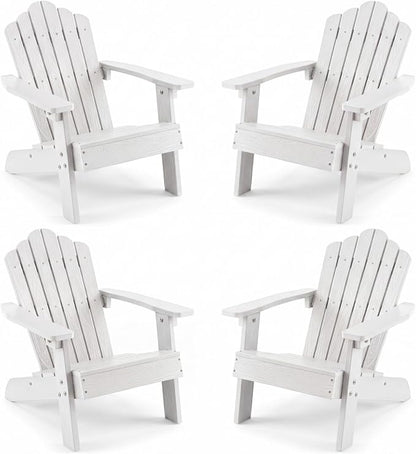 Giantex Kids Adirondack Chair, All-Weather HIPS Children's Outdoor Chair with Tilted High Backrest, Toddler Beach Chair for Garden Patio Backyard, Kids Lawn Chairs for Age 3-7 (4,White)