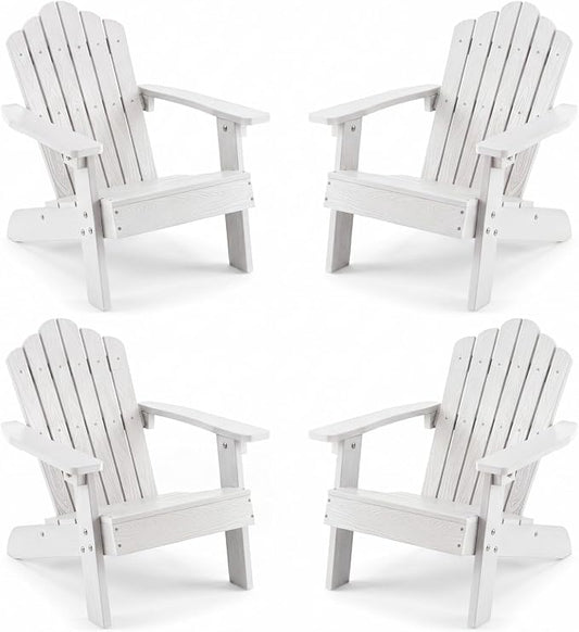 Giantex Kids Adirondack Chair, All-Weather HIPS Children's Outdoor Chair with Tilted High Backrest, Toddler Beach Chair for Garden Patio Backyard, Kids Lawn Chairs for Age 3-7 (4,White)