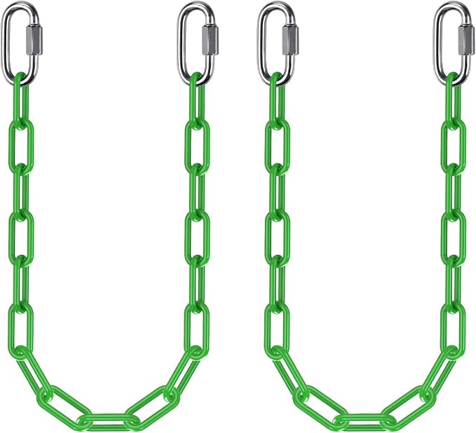 BeneLabel 2Pcs 20" Heavy Duty Hanging Chain with Hook Swing Extension Chain | 1000 LB Capacity Green Coated Hammock Extension Chain for Hanging Swing, Hanging Chair, Heavy Bags, for Indoor Outdoor Use
