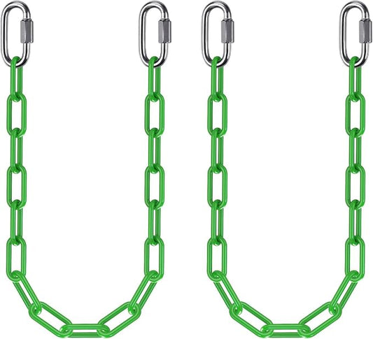 BeneLabel 2Pcs 20" Heavy Duty Hanging Chain with Hook Swing Extension Chain | 1000 LB Capacity Green Coated Hammock Extension Chain for Hanging Swing, Hanging Chair, Heavy Bags, for Indoor Outdoor Use