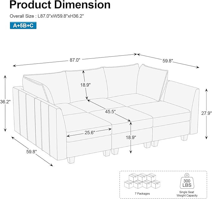 Belffin Modular Sectional Sofa Sleeper Couch with Storage Velvet Sectional Sofa Bed, 6 Seats, Black