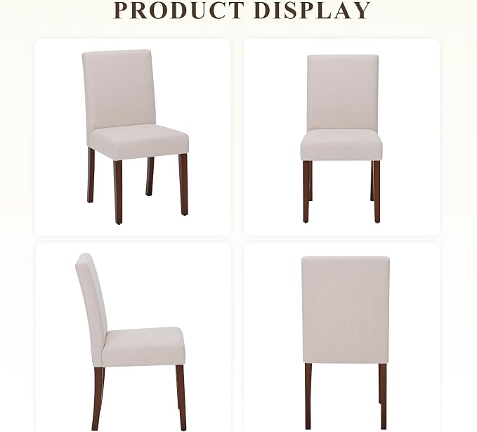 MALOL Upholstered Dining Chairs Set of 4, Fabric Dining Room Chairs, Modern Wooden Dining Chair, Kitchen Side Chairs, Farmhouse Dinner Chair with High Back for Kitchen, Beige