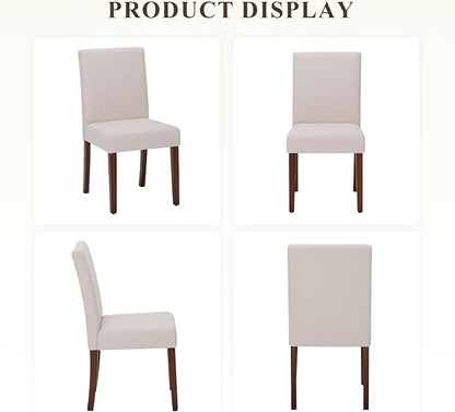 MALOL Upholstered Dining Chairs Set of 4, Fabric Dining Room Chairs, Modern Wooden Dining Chair, Kitchen Side Chairs, Farmhouse Dinner Chair with High Back for Kitchen, Beige