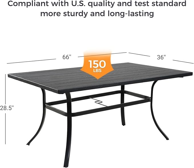 Grand patio Outdoor Dining Set, 7-Piece Patio Table and Chairs Set, Metal Woven Wicker Swivel Patio Chairs with Thickened Cushions & 1 Rectangular Woodgrain Dining Table with Umbrella Hole (Brown)