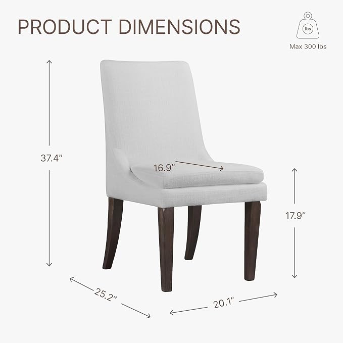 KISLOT Upholstered Dining Chairs Modern Sidechair Performance Fabric High Back Armlesschair for Diningroom Kitchen,White,Set of 4(2 Box)