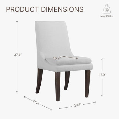 KISLOT Upholstered Dining Chairs Modern Sidechair Performance Fabric High Back Armlesschair for Diningroom Kitchen,White,Set of 2(1 Box)