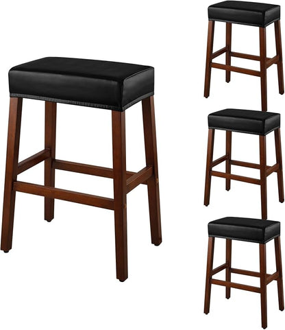 YISUN Stool Covers Rectangle - 4 Pack Stretch Oilproof Waterproof PU High Chair Cover Vanity Stool Cover Pub Counter Bar Stool Covers Saddle Seat Cover with Elastic Bands