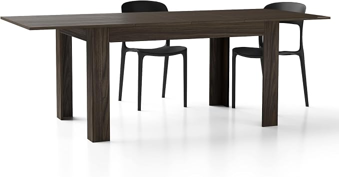 Mobili Fiver, Easy Extendable Dining Table, 55.1(86.6) x35.4 in, Dark Walnut, Made in Italy