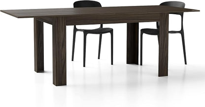 Mobili Fiver, Easy Extendable Dining Table, 55.1(86.6) x35.4 in, Dark Walnut, Made in Italy