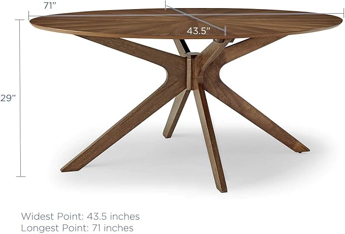 Modway Crossroads 71" Oval Wood Dining Table, Walnut