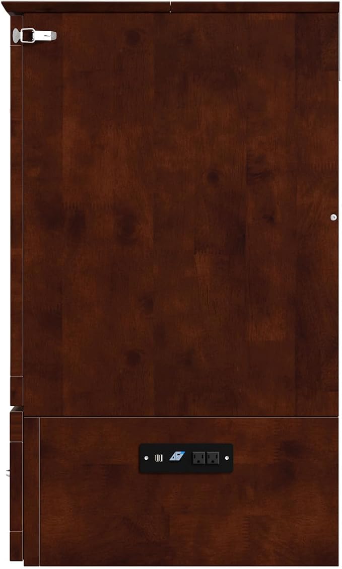 AFI, Hamilton Twin XL Murphy Bed Chest with 6" Mattress, Storage Drawer, and Built-in USB Charger, Walnut