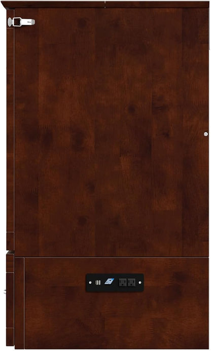 AFI, Hamilton Twin XL Murphy Bed Chest with 6" Mattress, Storage Drawer, and Built-in USB Charger, Walnut