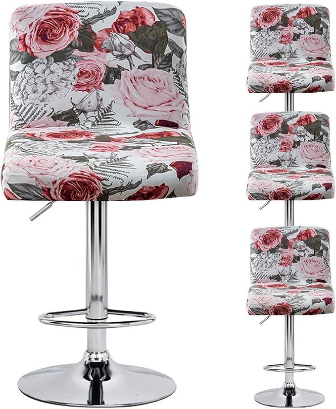 Levoberg Bar Stools Cover Set of 4 Printed Armless Swivel Barstools Slipcovers with Backs Stretch Square Counter Height Bar Stools Covers Mid Low Back Chair Cover for Kitchen Dining Room Bar #9