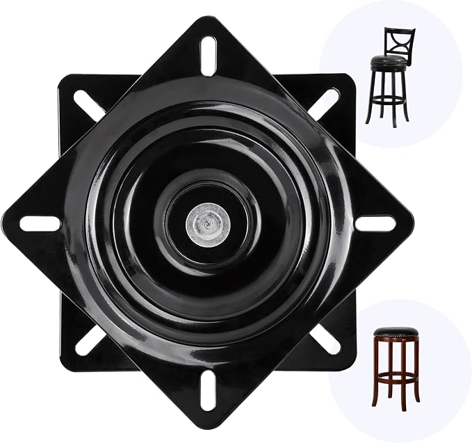 6.25 Inch Heavy Duty 360 Degree Bar Stool Swivel Replacement Seat Swivel Base Barstool Swivel Plate-for Recliner Chair, Barstools,Chair, Ball Bearing Swivel Boat Seat Or Van Pilot Seat.