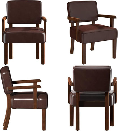 FAGAGA Accent Chair, PU Leather Living Room Chairs Oversized with Soft Seat and Armrests, Armchair for Bedroom, Dinning, Reading, Waiting Rooms (Leather Cherry)