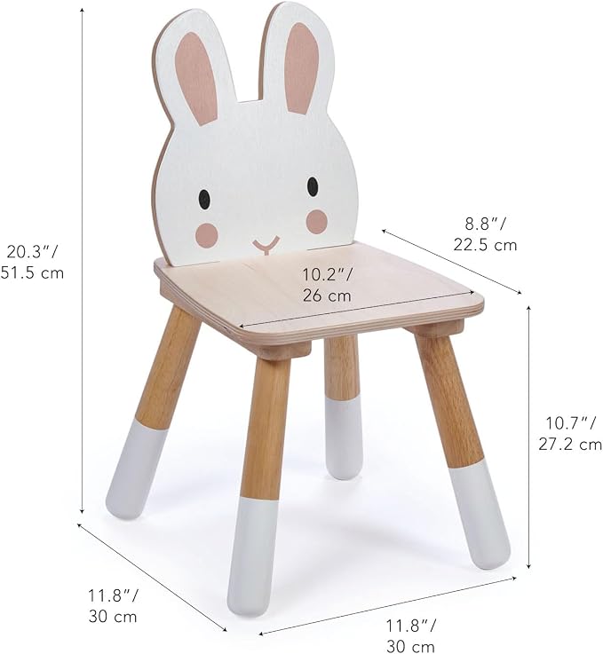 Tender Leaf Toys - Forest Table and Chairs Collections - Adorable Kids Size Art Play Game Table and Chairs - Made with Premium Materials and Craftsmanship for Children 3+ (Forest Rabbit Chair)