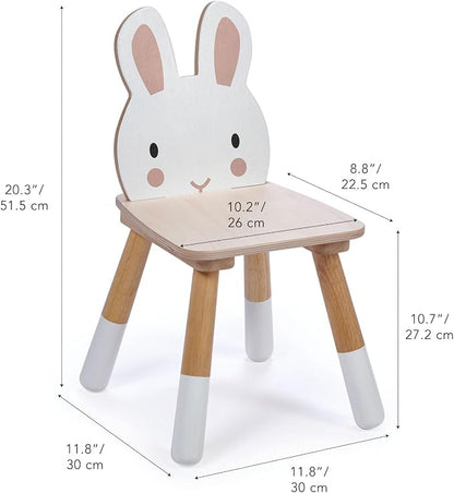 Tender Leaf Toys - Forest Table and Chairs Collections - Adorable Kids Size Art Play Game Table and Chairs - Made with Premium Materials and Craftsmanship for Children 3+ (Forest Rabbit Chair)