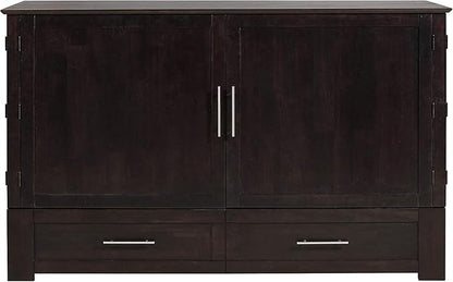 Mega Solutions Emurphybed Daily Delight Murphy Cabinet Chest Bed with Charging Station 8 Inch, Queen (Java)