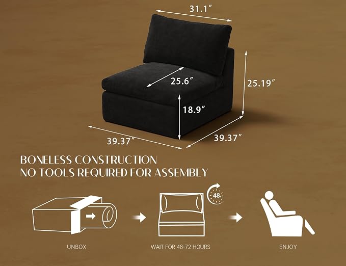ohllob Middle Back for Cloud Sectional Couches Living Room, Modular, Boneless